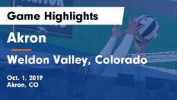 Akron  vs Weldon Valley, Colorado Game Highlights - Oct. 1, 2019