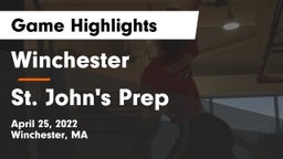 Winchester  vs St. John's Prep Game Highlights - April 25, 2022