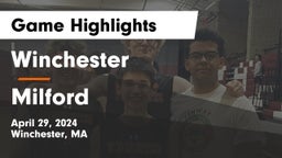 Winchester  vs Milford  Game Highlights - April 29, 2024