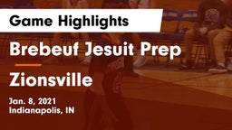 Brebeuf Jesuit Prep  vs Zionsville  Game Highlights - Jan. 8, 2021
