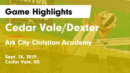 Cedar Vale/Dexter  vs Ark City Christian Academy Game Highlights - Sept. 26, 2019