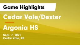 Cedar Vale/Dexter  vs Argonia HS Game Highlights - Sept. 7, 2021