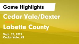 Cedar Vale/Dexter  vs Labette County  Game Highlights - Sept. 25, 2021