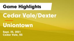 Cedar Vale/Dexter  vs Uniontown  Game Highlights - Sept. 25, 2021