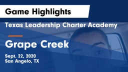 Texas Leadership Charter Academy  vs Grape Creek  Game Highlights - Sept. 22, 2020