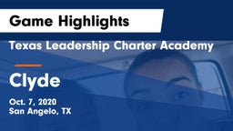 Texas Leadership Charter Academy  vs Clyde  Game Highlights - Oct. 7, 2020