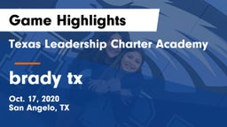 Texas Leadership Charter Academy  vs brady tx  Game Highlights - Oct. 17, 2020