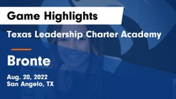 Texas Leadership Charter Academy  vs Bronte  Game Highlights - Aug. 20, 2022