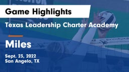 Texas Leadership Charter Academy  vs Miles  Game Highlights - Sept. 23, 2022