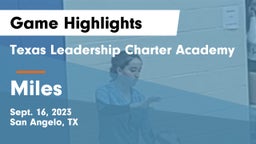 Texas Leadership Charter Academy  vs Miles  Game Highlights - Sept. 16, 2023