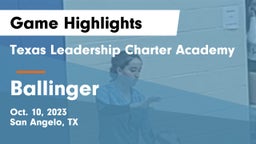 Texas Leadership Charter Academy  vs Ballinger  Game Highlights - Oct. 10, 2023