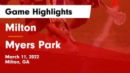 Milton  vs Myers Park  Game Highlights - March 11, 2022