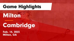 Milton  vs Cambridge  Game Highlights - Feb. 14, 2023