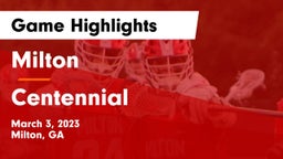 Milton  vs Centennial  Game Highlights - March 3, 2023