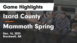 Izard County  vs Mammoth Spring  Game Highlights - Dec. 16, 2023