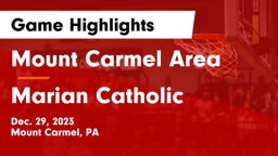 Mount Carmel Area  vs Marian Catholic  Game Highlights - Dec. 29, 2023