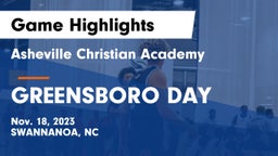 Asheville Christian Academy  vs GREENSBORO DAY Game Highlights - Nov. 18, 2023