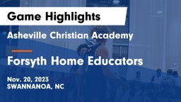 Asheville Christian Academy  vs Forsyth Home Educators Game Highlights - Nov. 20, 2023