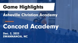 Asheville Christian Academy  vs Concord Academy Game Highlights - Dec. 2, 2023