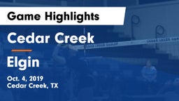 Cedar Creek  vs Elgin  Game Highlights - Oct. 4, 2019