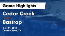 Cedar Creek  vs Bastrop  Game Highlights - Oct. 11, 2019