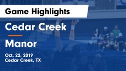 Cedar Creek  vs Manor  Game Highlights - Oct. 22, 2019