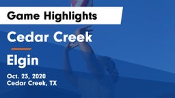 Cedar Creek  vs Elgin  Game Highlights - Oct. 23, 2020