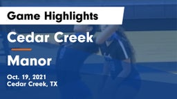 Cedar Creek  vs Manor  Game Highlights - Oct. 19, 2021