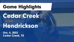 Cedar Creek  vs Hendrickson  Game Highlights - Oct. 4, 2022
