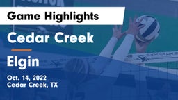 Cedar Creek  vs Elgin  Game Highlights - Oct. 14, 2022