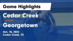 Cedar Creek  vs Georgetown  Game Highlights - Oct. 18, 2022
