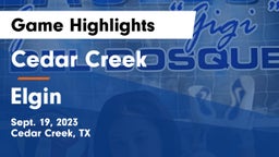 Cedar Creek  vs Elgin  Game Highlights - Sept. 19, 2023