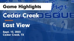Cedar Creek  vs East View  Game Highlights - Sept. 12, 2023