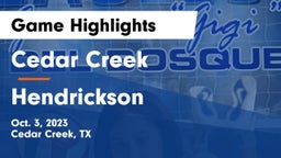 Cedar Creek  vs Hendrickson  Game Highlights - Oct. 3, 2023