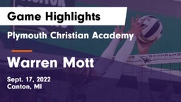Plymouth Christian Academy  vs Warren Mott Game Highlights - Sept. 17, 2022