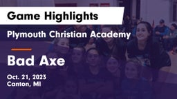 Plymouth Christian Academy  vs Bad Axe Game Highlights - Oct. 21, 2023
