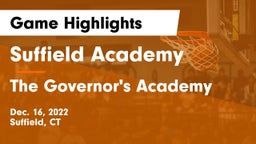 Suffield Academy vs The Governor's Academy  Game Highlights - Dec. 16, 2022