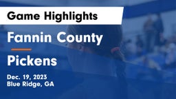 Fannin County  vs Pickens  Game Highlights - Dec. 19, 2023