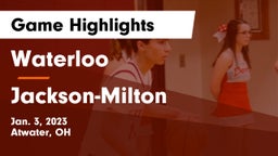 Waterloo  vs Jackson-Milton  Game Highlights - Jan. 3, 2023