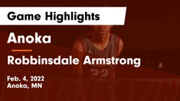 Anoka  vs Robbinsdale Armstrong  Game Highlights - Feb. 4, 2022