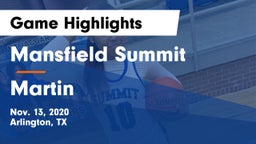 Mansfield Summit  vs Martin  Game Highlights - Nov. 13, 2020