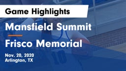 Mansfield Summit  vs Frisco Memorial  Game Highlights - Nov. 20, 2020