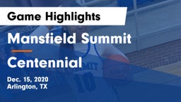 Mansfield Summit  vs Centennial  Game Highlights - Dec. 15, 2020