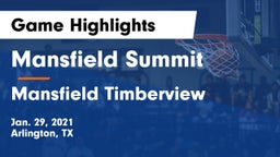 Mansfield Summit  vs Mansfield Timberview  Game Highlights - Jan. 29, 2021