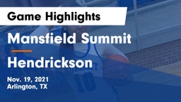 Mansfield Summit  vs Hendrickson  Game Highlights - Nov. 19, 2021