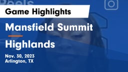 Mansfield Summit  vs Highlands  Game Highlights - Nov. 30, 2023