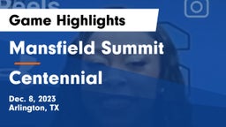 Mansfield Summit  vs Centennial  Game Highlights - Dec. 8, 2023