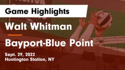 Walt Whitman  vs Bayport-Blue Point Game Highlights - Sept. 29, 2022