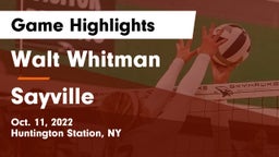Walt Whitman  vs Sayville  Game Highlights - Oct. 11, 2022
