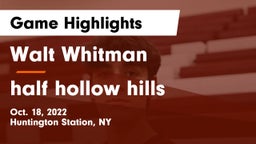 Walt Whitman  vs half hollow hills Game Highlights - Oct. 18, 2022